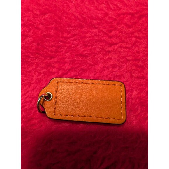 Coach Leather Hangtag Lot Tan Beige Embossed & Small Orange Silver Logo Charm - Picture 3 of 5